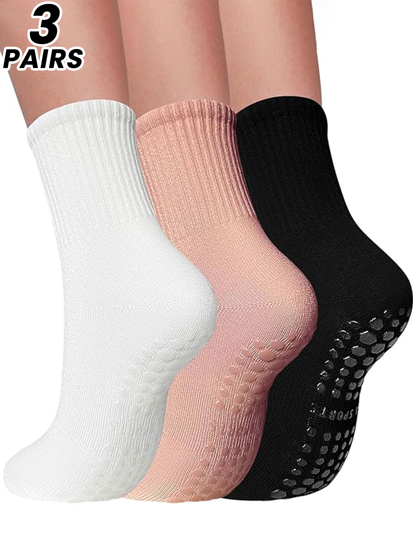 Pilates Yoga Grip Socks - Kadınlar için 3 çift profesyonel yoga